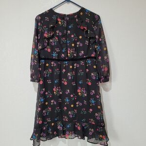 D-Signed‎ girls black floral coco ruffle dress size L(14/16)